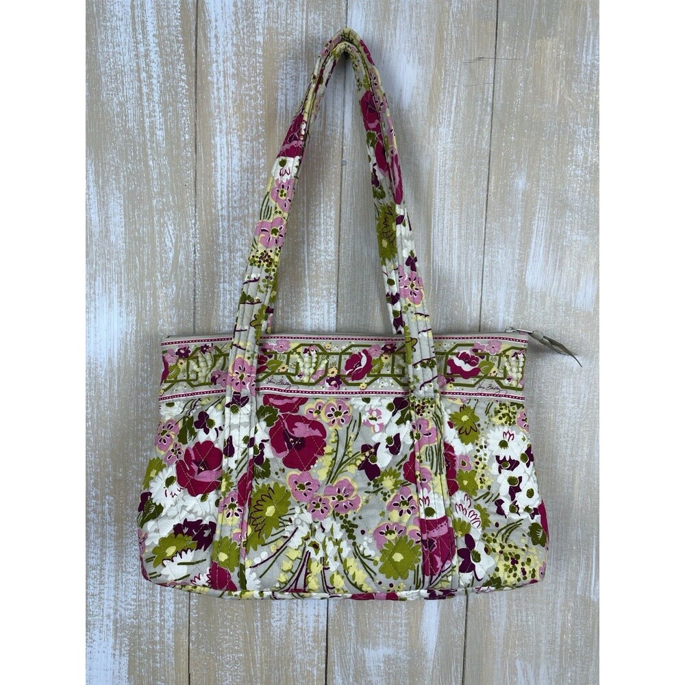 Vera Bradley Make Me Blush Beige Floral Print Double Handle Shoulder Bag EUC - Picture 3 of 10